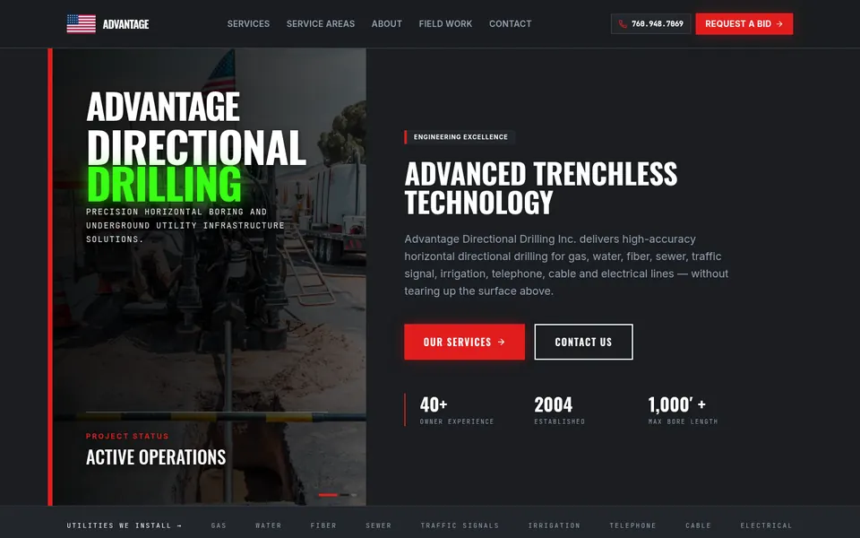 Advantage Directional Drilling website homepage